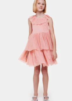 Dusty Pink Tilda Tulle Frill Sleeve Dress