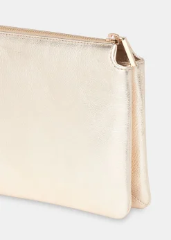 Gold Elita Double Pouch Clutch