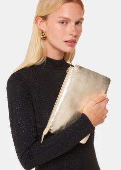 Gold Elita Double Pouch Clutch