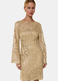Gold Metallic Lace Mini Dress