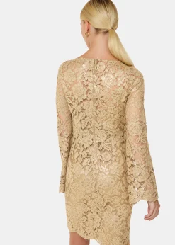 Gold Metallic Lace Mini Dress