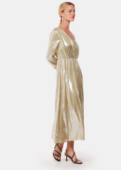 Gold Metallic Wrap Front Dress