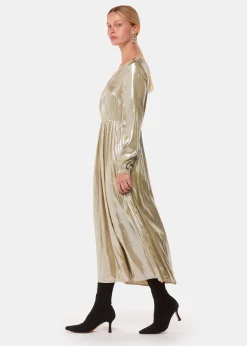 Gold Metallic Wrap Front Dress