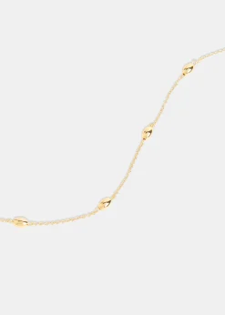 Gold Oval Beaded T Bar Necklace