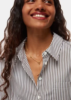 Gold Oval Beaded T Bar Necklace