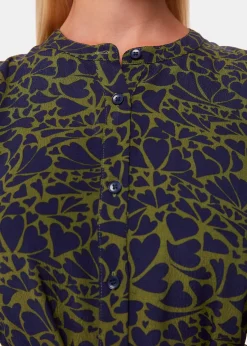 Green Abstract Petal Flippy Dress