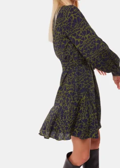 Green Abstract Petal Flippy Dress