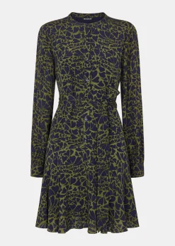 Green Abstract Petal Flippy Dress