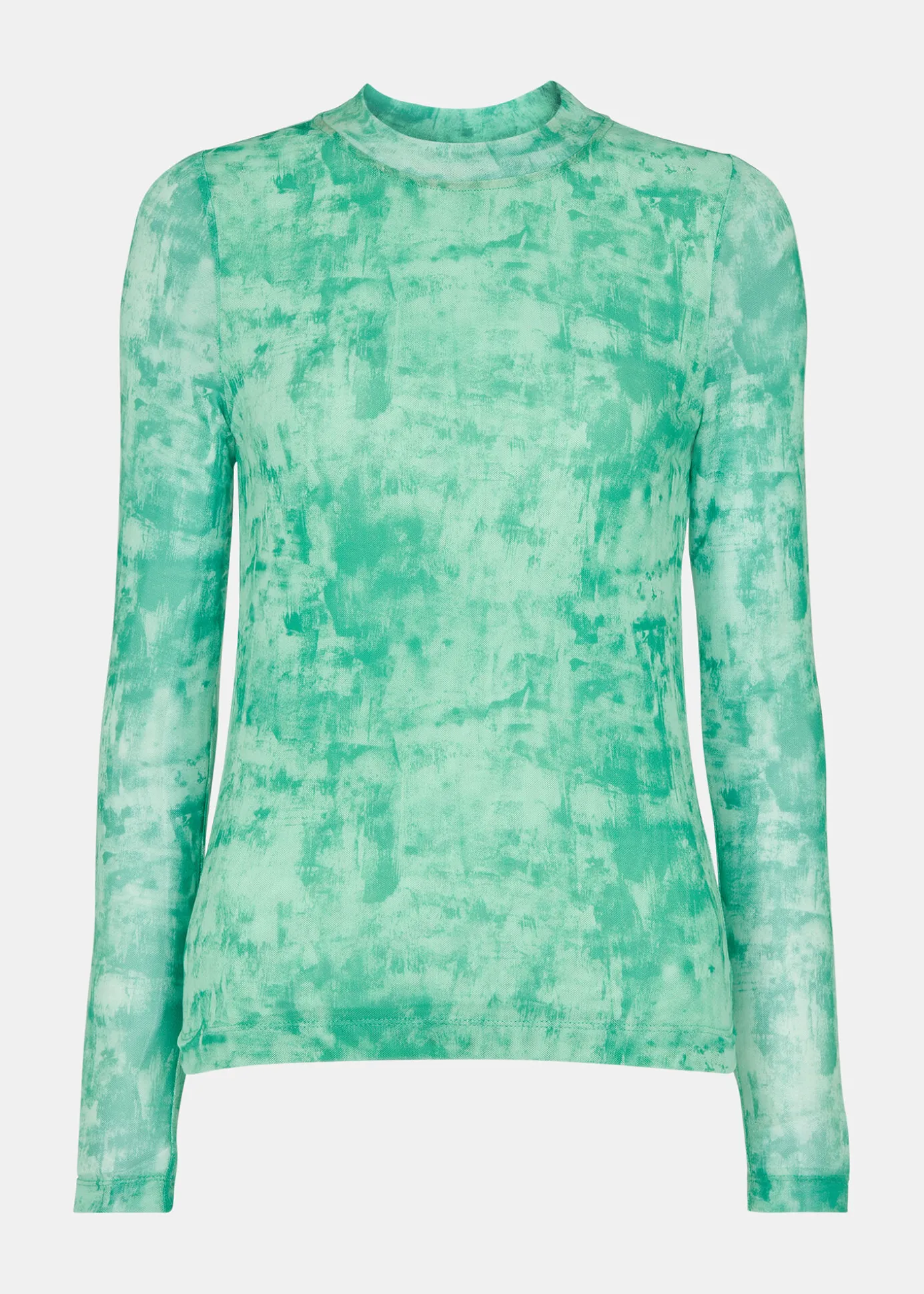 Green Brushwork Print Mesh Jersey