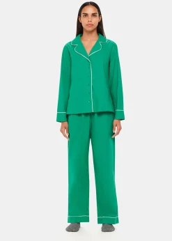Green Contrast Piping Pyjamas