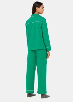 Green Contrast Piping Pyjamas