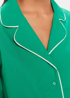 Green Contrast Piping Pyjamas