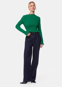 Green Elsa Plisse Top