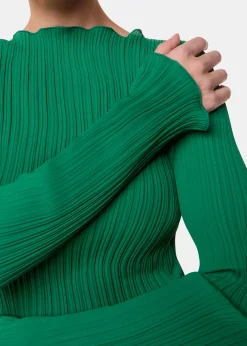 Green Elsa Plisse Top