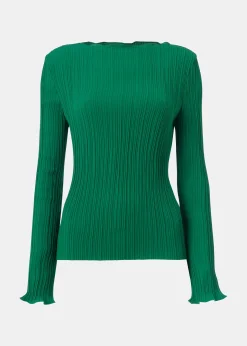 Green Elsa Plisse Top