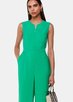 Green Josie Zip Front Jumpsuit