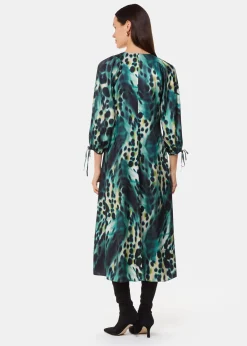 Green Misty Leopard Print Dress