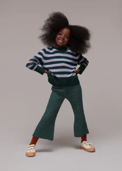 Green Rib Knit Marl Flare