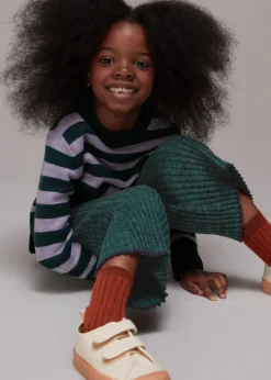 Green Rib Knit Marl Flare
