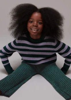 Green Rib Knit Marl Flare