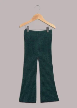 Green Rib Knit Marl Flare