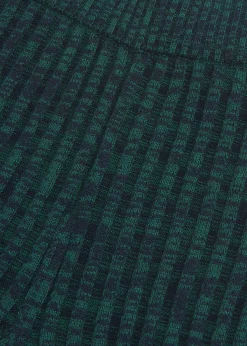 Green Rib Knit Marl Flare
