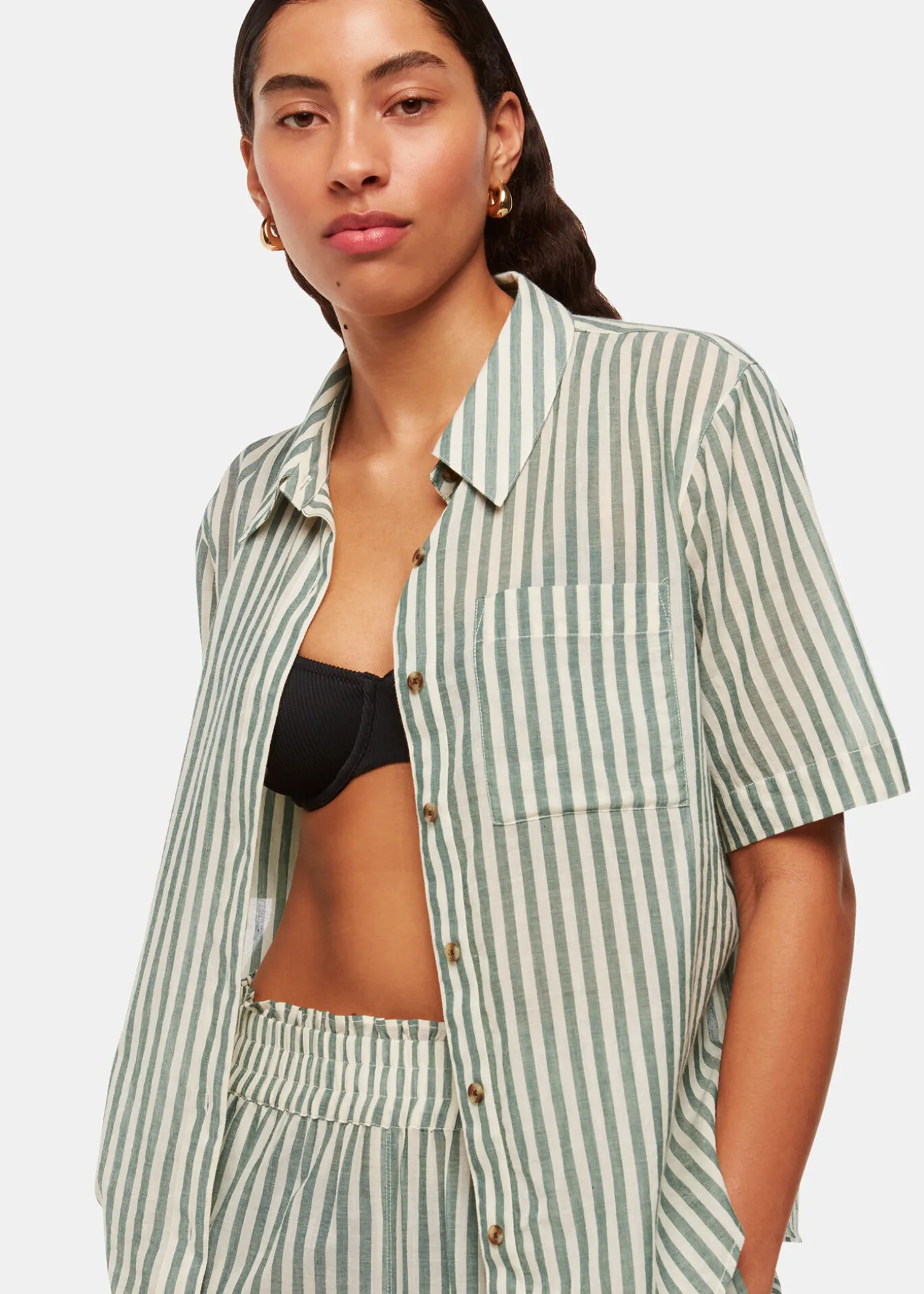 Green Stripe Beach Shirt