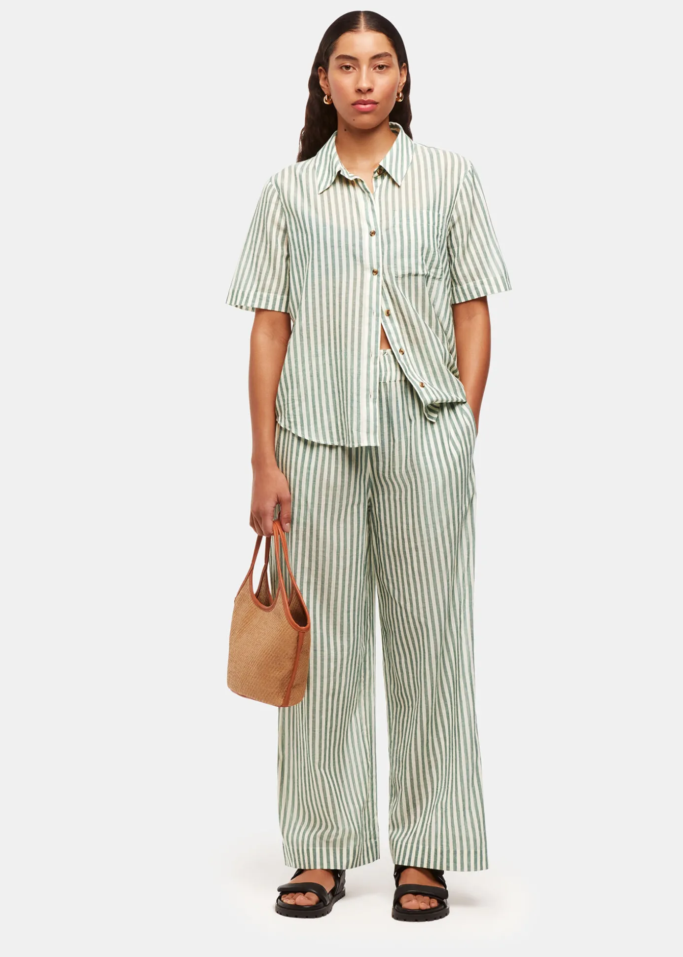 Green Stripe Beach Shirt