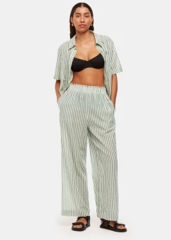 Green Stripe Beach Trouser