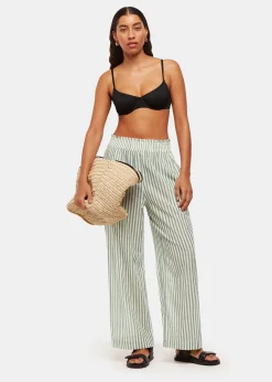 Green Stripe Beach Trouser