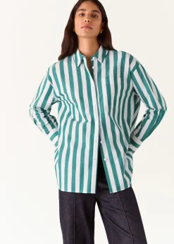 Green Stripe Oversized Shirt
