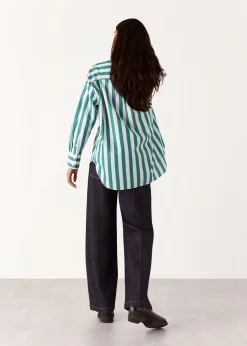 Green Stripe Oversized Shirt