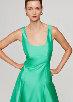 Green Taffeta Silk Blend Maxi Dress