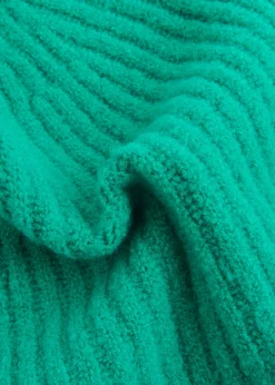 Green Wool Mix Rib Beanie