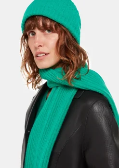 Green Wool Mix Rib Beanie