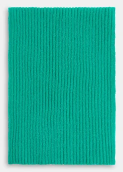 Green Wool Mix Rib Scarf