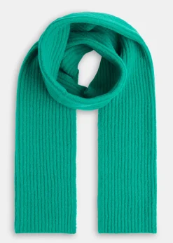 Green Wool Mix Rib Scarf
