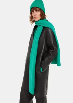 Green Wool Mix Rib Scarf