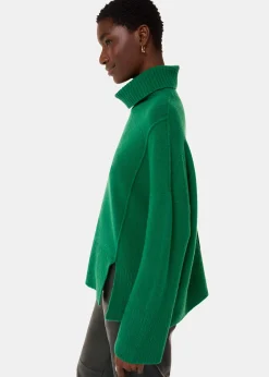 Green Wool Mix Roll Neck Knit