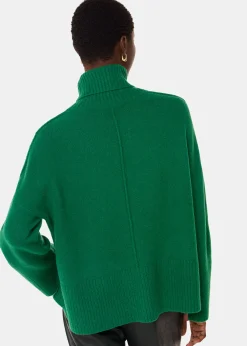 Green Wool Mix Roll Neck Knit