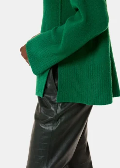 Green Wool Mix Roll Neck Knit