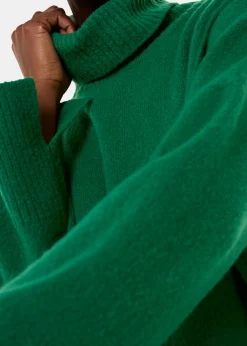 Green Wool Mix Roll Neck Knit