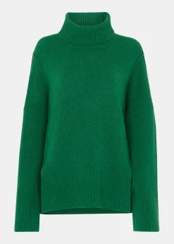 Green Wool Mix Roll Neck Knit