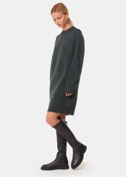 Grey Ava Round Neck Knitted Dress