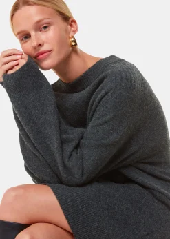 Grey Ava Round Neck Knitted Dress
