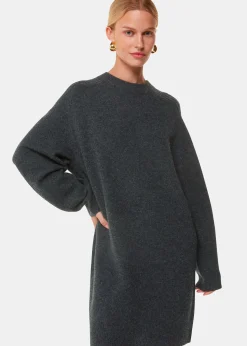 Grey Ava Round Neck Knitted Dress