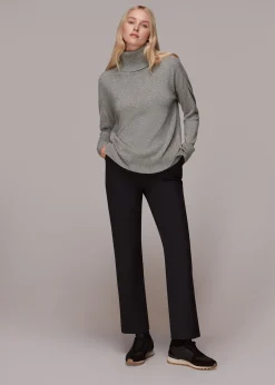 Grey Cashmere Roll Neck Jumper