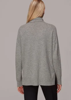 Grey Cashmere Roll Neck Jumper