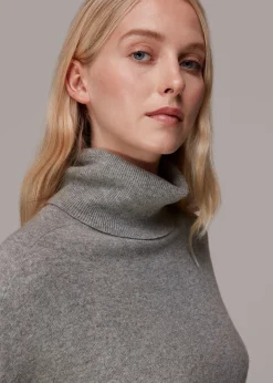 Grey Cashmere Roll Neck Jumper