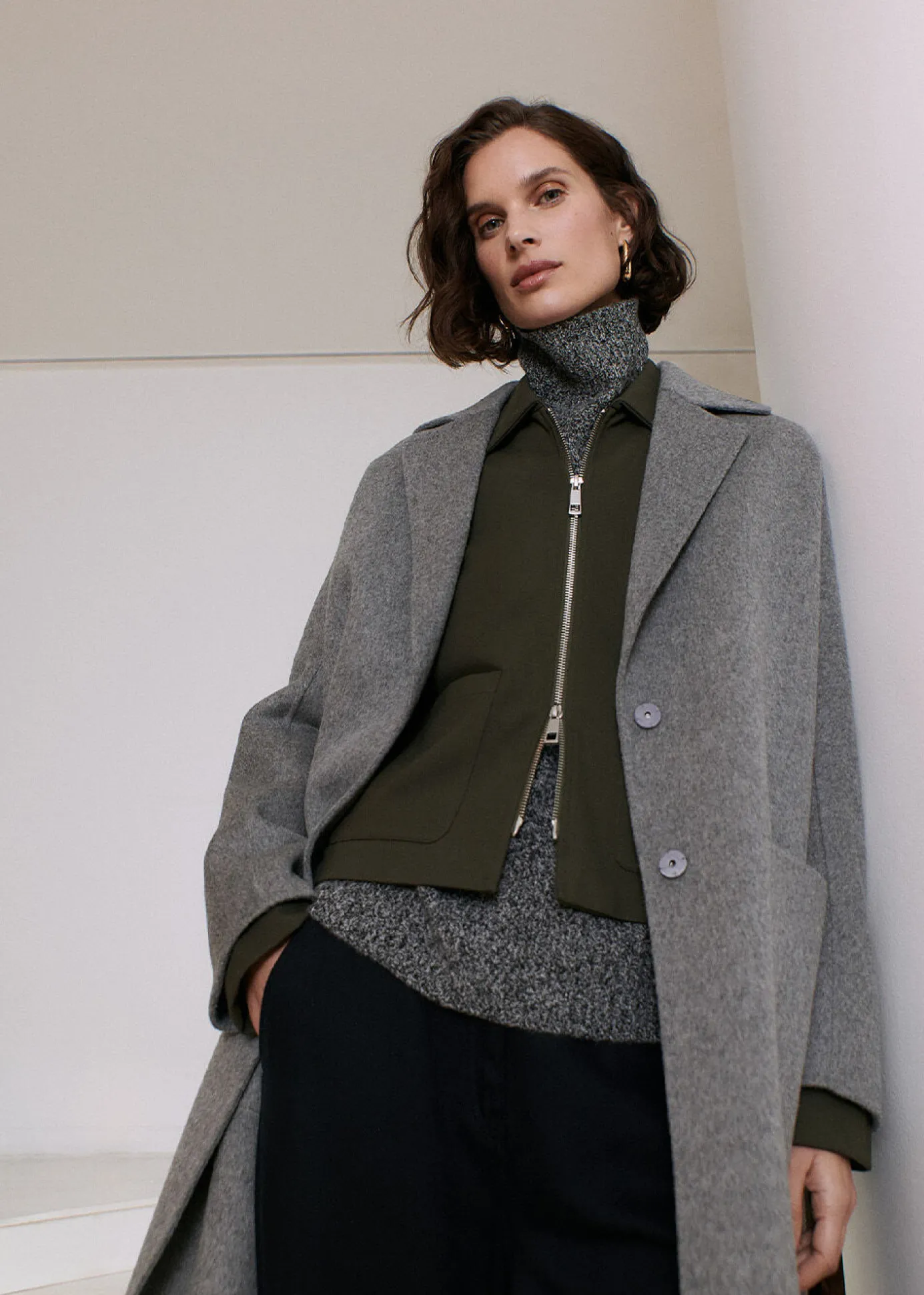 Grey Cassie Double Face Pocket Coat